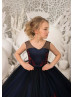 V Neck Lace Tulle Foor Length Corset Back Horsehair Hem Flower Girl Dress